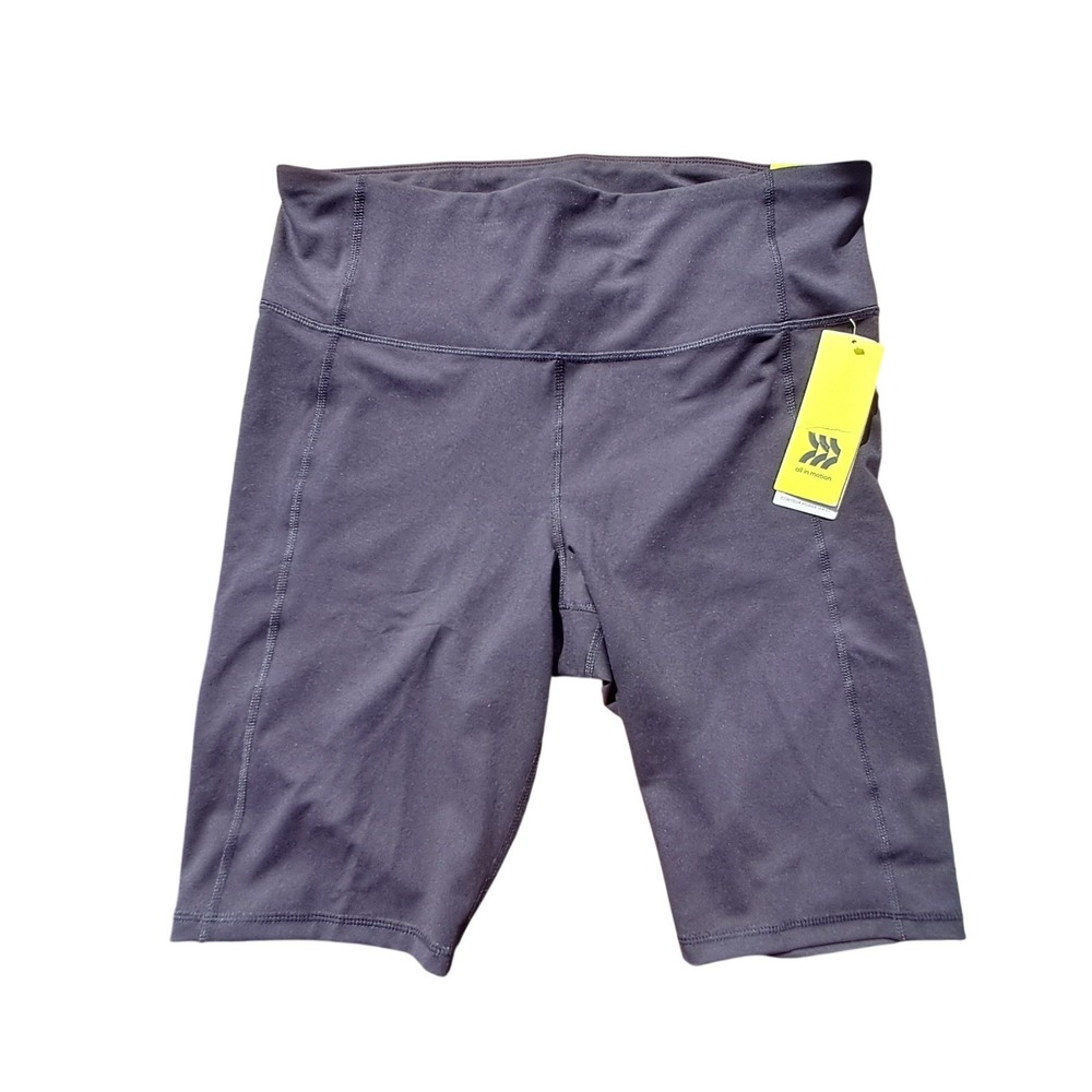 All in Motion Womens Contour Power Waist High-Rise 10.5" Biker Shorts Black XXL